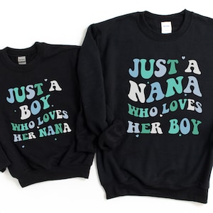 Custom First Mother's Day Grandma and Me Sweatshirt, Matching Nana Grandson Shirt, Mini Mimi Outfit, First New Granny Gift Baby Boy Grandkid
