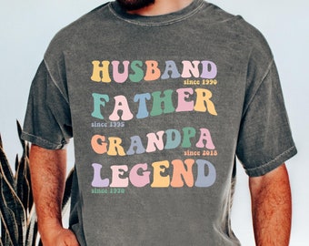 Custom Dad Grandpa Husband Shirt, Father's Day Shirt, Personalized Father Papa Legend, Grandfather Legend Dates, Funny Birthday Gift for Men
