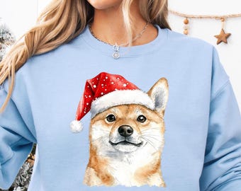 Shiba Inu Christmas Sweatshirt Custom Dog Breed Shirt Holiday Pet Gift Dog Owner Holiday Pet Top Merry Shiba Inu Dog Mom T-shirt