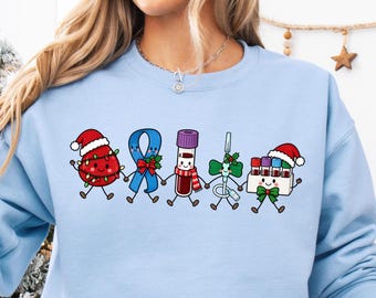 Phlebotomy Christmas Sweatshirt Doodle Medical Assistant Holiday Shirt Lab Tech Phlebotomist Xmas Tee Phleb Tech Xmas Phlebotomy Squad Tee
