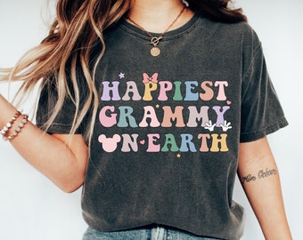 Happiest Grammy On Earth Shirt, Matching Mouse Ear Grandma Nana Mom Family Trip Tee, For Grandmother Mimi Mothers Day Gift Plus Size Outfit