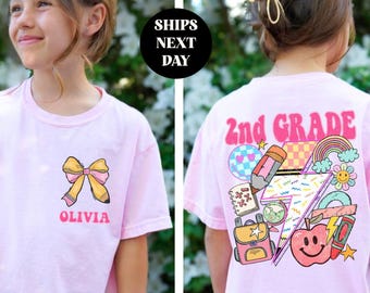 Camiseta de 2.º grado Camiseta de regreso a clases Camiseta personalizada de 2.º grado Camiseta personalizada para alumnos de segundo grado Regalo para el primer día de clases Comfort Colors®