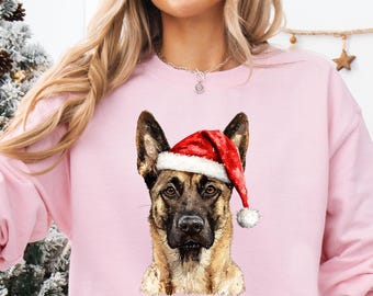Belgian Malinois Christmas Sweatshirt Custom Dog Breed Shirt Holiday Pet Gift Dog Owner Holiday Pet Top Merry Belgian Malinois Mom T-shirt