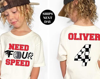 4th Birthday Shirt Custom Birthday Boy Pit Crew Sweatshirt Persoanalized Racing Motocross Tee Pit Crew Checkered Flag Race Team Shirt