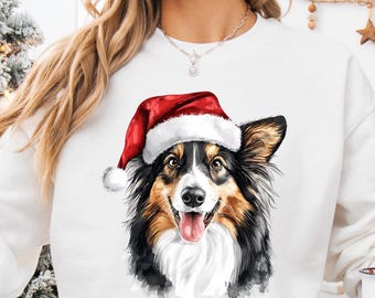 Collie Christmas Sweatshirt Custom Dog Breed Shirt Holiday Pet Gift Dog Owner Holiday Pet Top Merry Border Collie Dog Mom T-shirt