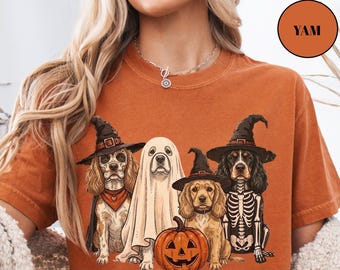 Camiseta de Halloween con diseño de Cocker Spaniel, Sudadera de Halloween para Mamá Perra, Sudadera con diseño de Perro Fantasma, Regalo para Perros, Sudadera personalizada de Halloween con diseño de raza de perro, Comfort Colors®