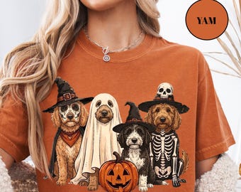 Camiseta de Halloween Doodle Sudadera de Halloween para mamás perrunas Sudadera de perro fantasma Regalo para perros Sudadera personalizada de raza de perro de Halloween Camiseta espeluznante Comfort Colors®