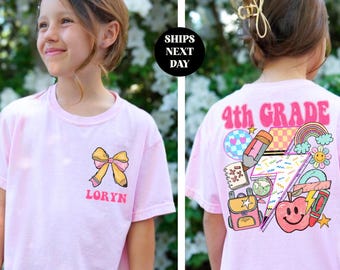 Camiseta de cuarto grado Camiseta personalizada para la vuelta al cole Camiseta de cuarto grado Camiseta para niña de cuarto grado Regalo para el primer día de clase para hijaComfort Colors®