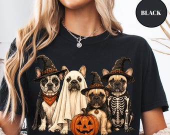 Camiseta de Halloween para bulldog francés, camiseta de Halloween para mamás de perros, sudadera con estampado de fantasmas, regalo para perros calabaza, camiseta personalizada de Halloween, camiseta para perros Comfort Colors®