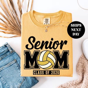 Senior Volleyball Mom Shirt, Senior Mama 2026 Night Sweatshirt, Volleyball Gift, Name And Number Team Match Tee Gift Comfort Colors®