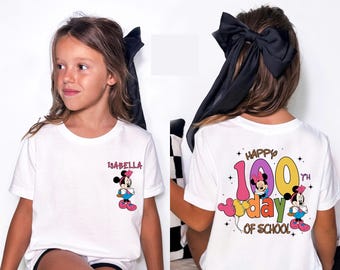 100 Days of School Disney Shirt, Custom 100th Day Sweatshirt, Personalized Disneyland Name Tshirt, Disney World Gift for Kids Teacher