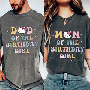 Mom Dad of Birthday Girl Crew Shirt, Kitty Magical Happiest Place Cute Mouse Tee, Custom BDAY Mama Dada Pink Pastel Party Comfort Colors®