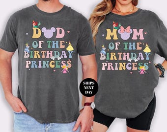 Mom Dad of Birthday Princess Girl Shirt Disney Magical Happiest Place  Family Matching Tee Custom  Mama Dada Gift Comfort Colors®