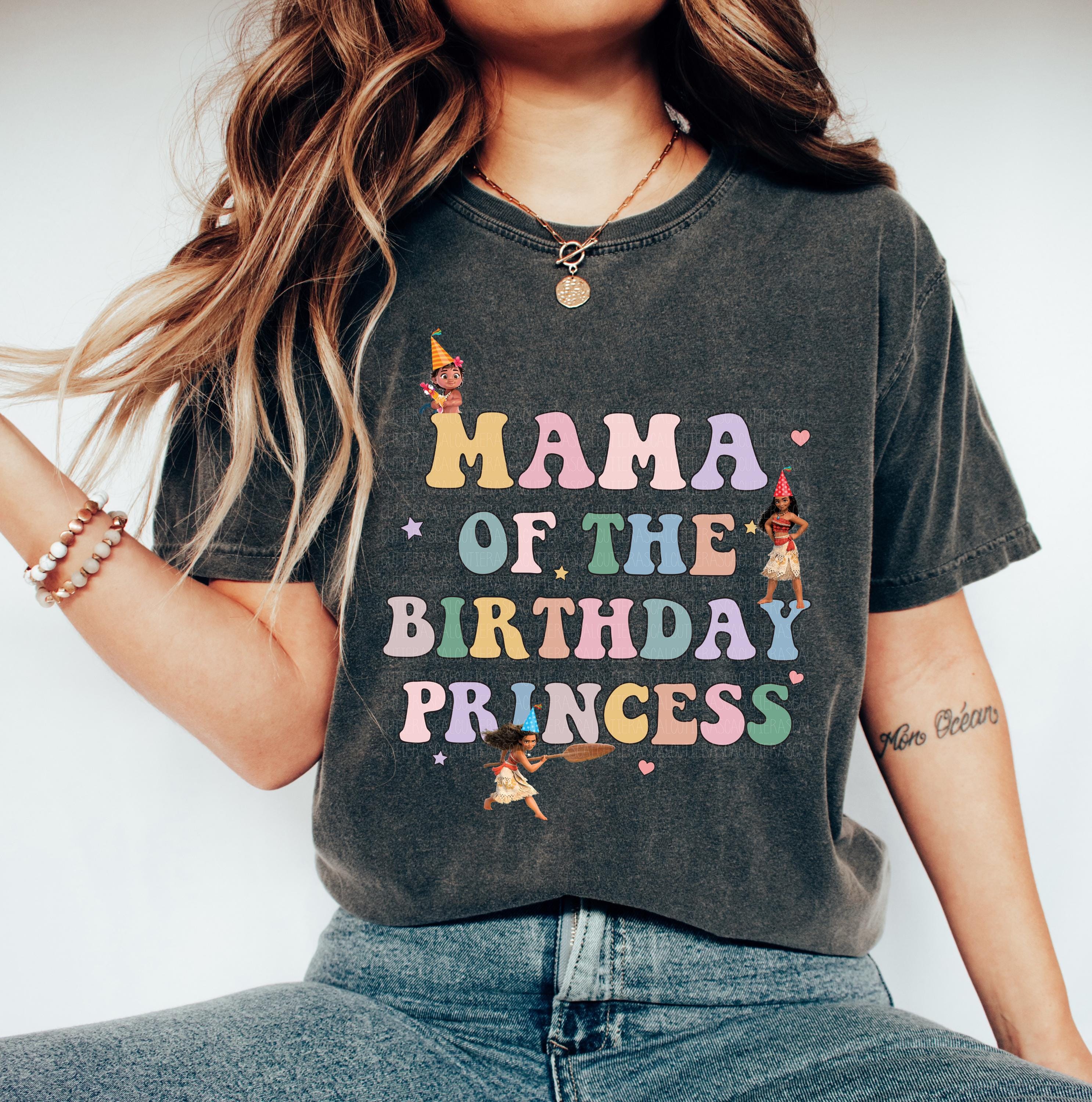 Mama of Birthday Moana Princess Shirt, Magical Happiest Place Cute Mouse Girl, Custom Best BDAY Mom Gift, Pastel Squad Party Comfort Colors®