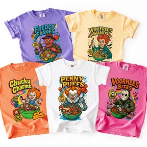 Funny Scary Halloween Shirt, Custom Movie Characters Cereal Sweatshirt, Toddler Youth Kid Personalized T-shirt, Bestseller Comfort Colors®