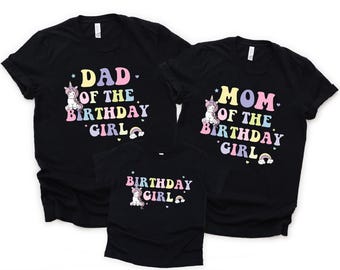 Birthday Girl Unicorn Shirt, Mom Dad Daughter Matching Sweatshirt, Girls Family Party Gift Ideas for Matching Mama Dada Son Sister Outfit