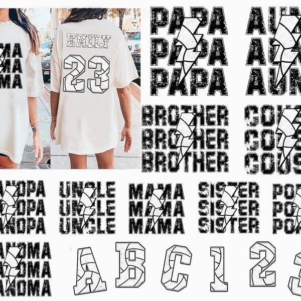 Custom Volleyball Shirt, Personalized Number Alphabet Sport Family Matching, Game Day Season School Team Gift Mom Dad Adult Comfort Colors®
