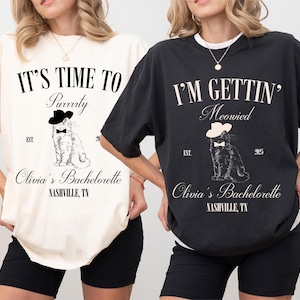 Cat Coquette Bachelorette Shirt, Custom Luxury Funny Cat Themed Bach Party Favors TShirt, Getting Meowied Bach T-Shirt Gift Comfort Colors®