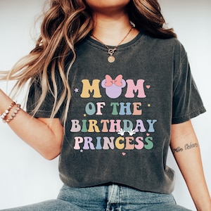 Mom of Birthday Princess Shirt, Magical Happiest Place Cute Mouse Mommy Tee, Custom Mama Best BDAY Mom Gift, Pastel Party  Comfort Colors®