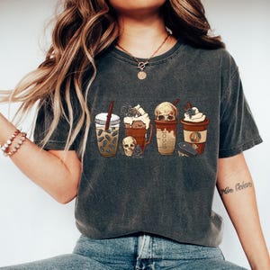 Fall Coffee Matching Goth Shirt, Halloween Pumpkin Spice Lover Sweatshirt, Latte PSL Thanksgiving Mom Family Matching Tee Comfort Colors®