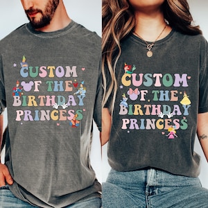 Custom of Birthday Princess Girl Crew Shirt, Magical Happiest Place Cute Mouse Gift, Personalized Family Mama Dada Party Comfort Colors®