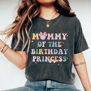 Mommy of Birthday Princess Shirt, Magical Happiest Place Cute Mouse Ear Comfort Girl Tee, Custom Mama Best BDAY Mom Gift, Pastel Squad Party