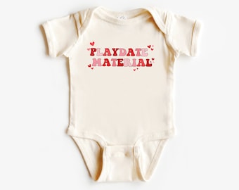 Playdate Material Kids Shirt, Play Date Natural Baby Bodysuit, Cute Valentine's Day T-shirt,  Valentine Red Vintage Retro Infant Toddler Tee