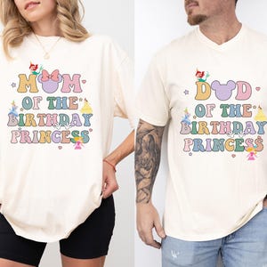 Mom Dad of Birthday Princess Girl Shirt, Magical Happiest Place Cute Mouse Matching Tee, Custom BDAY Mama Dada Gift Party Comfort Colors®