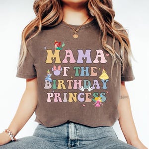 Mama of Birthday Princess Crew Shirt, Magical Happiest Place Cute Mouse Ear Comfort Girl Tee, Custom Best BDAY Mom Gift, Pastel Squad Party