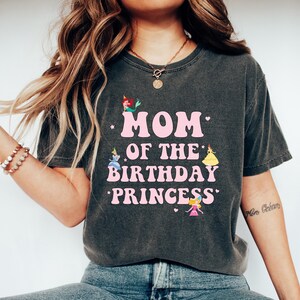Mom of Birthday Princess Crew Shirt, Magical Happiest Place Cute Mouse Ear Comfort Tee, Custom Best BDAY Girl Mama Gift, Pastel Squad Party