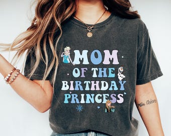 Mom of Birthday Princess Shirt, Birthday Girl Ice Blue Magical Happiest Place Cute, Custom Best Girl Mama Gift, Pastel Party Comfort Colors®
