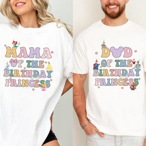 Mom Dad of Birthday Princess Girl Shirt, Magical Happiest Place Cute Mouse Sweatshirt Custom BDAY Mama Dada Gift Squad Party Comfort Colors®