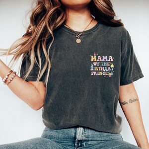Mama of Birthday Princess Crew Shirt, Magical Happiest Place Cute Mouse Ear Comfort Girl Tee, Custom Best BDAY Mom Gift, Pastel Squad Party