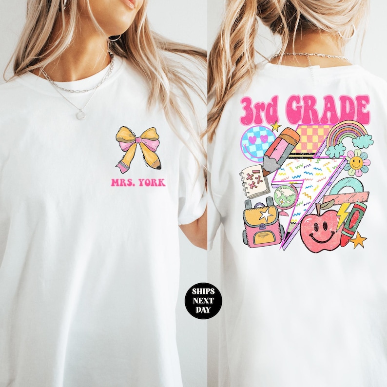 Third Grade Shirt Custom Back To School T-Shirt 3rd Grade T-Shirt Third Grader Tee Elementary First Day of School Gift for Daughter image 3