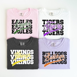 Mascot Custom Tee, High School College Football, Baseball Pennant, Personalized High School Sweatshirt, Softball T-Shirt Tee Comfort Colors®