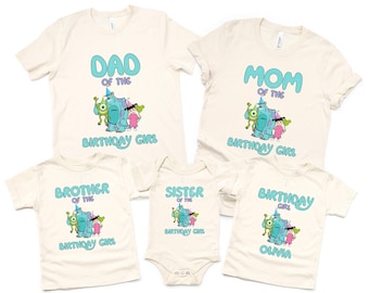 Birthday Girl Monster Shirt, Custom Party Tee, Personalized Daughter Granddaughter Family T-Shirt Outfit Cute Bday Toddler Kid Youth Gift
