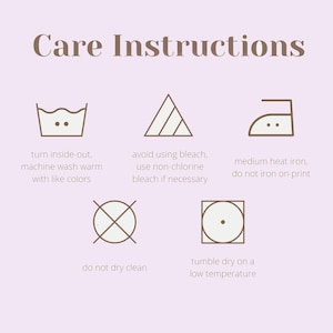 care instructions for washing clothes, including guidelines on how to wash, dry, and iron the clothes.