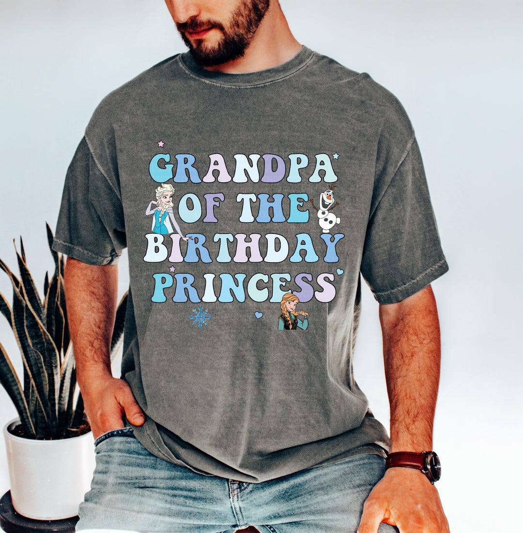 Grandpa of Birthday Princess Shirt, Girl Ice Blue Magical Happiest