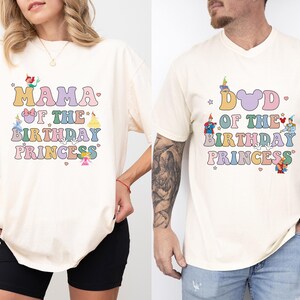 Mom Dad of Birthday Princess Girl Shirt, Magical Happiest Place Cute Mouse Sweatshirt Custom BDAY Mama Dada Gift Squad Party Comfort Colors®