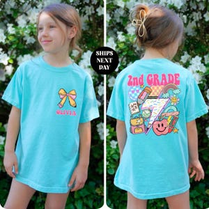 Personalisiertes Back To School Kid Shirt, benutzerdefiniertes Kokett 2.Klasse T-Shirt, Grundschulkind-Sweatshirt der zweiten Klasse Geschenk Comfort Colors®