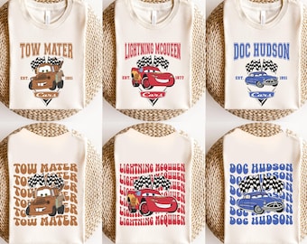 Cars Custom Shirt, Pixar Lightening McQueen Sweatshirt, Tow Mater T-Shirt Sally Carrera Doc Hudson Tee, Disney Family Trip Matching WDW Gift