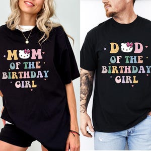 Mom Dad of Birthday Girl Crew Shirt, Kitty Magical Happiest Place Cute Mouse Tee, Custom BDAY Mama Dada Pink Pastel Party Comfort Colors®