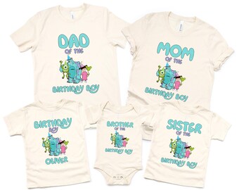 Birthday Boy Monster Shirt, Custom Party Tee, Personalized Son Grandson Nephew Family T-Shirt Outfit Cute Bday Toddler Kid Youth Gift