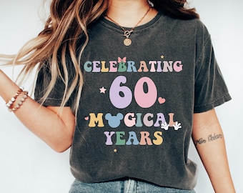 Magical Birthday 60th Custom Shirt, Happiest Place Mouse Ear Personalized Sixty, 60 Best Day Ever Gift for Her, Pastel Party Comfort Colors®