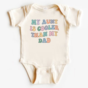 My Aunt is Cooler Than My Dad Shirt, Pregnancy Reveal Theme Auntie Gift for Niece, Retro Country Newborn Baby, Announcement Infant Toddler