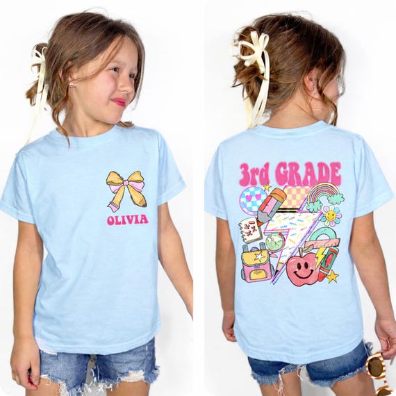 Third Grade Shirt Custom Back To School T-Shirt 3rd Grade T-Shirt Third  Grader Tee Elementary First Day of School Gift for Daughter