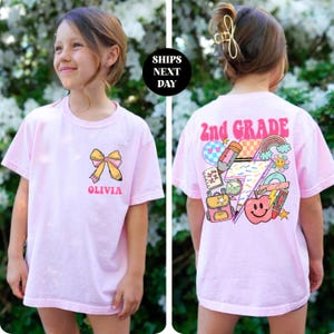 Personalisiertes Back To School Kid Shirt, benutzerdefiniertes Kokett 2.Klasse T-Shirt, Grundschulkind-Sweatshirt der zweiten Klasse Geschenk Comfort Colors®