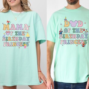 Mom Dad of Birthday Princess Girl Shirt, Magical Happiest Place Cute Mouse Sweatshirt Custom BDAY Mama Dada Gift Squad Party Comfort Colors®