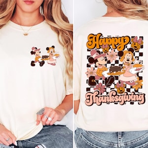 Camiseta de Acción de Gracias de Disney Mickey y sus amigos 2025, sudadera para viaje de otoño, regalo familiar a juego con pavo, Disneyland Disneyworld Comfort Colors®