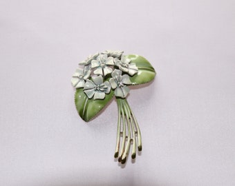 Broche/alfinete de buquê de flores esmaltado e strass &quot;My Fair Lady&quot; BSK dos anos 1960